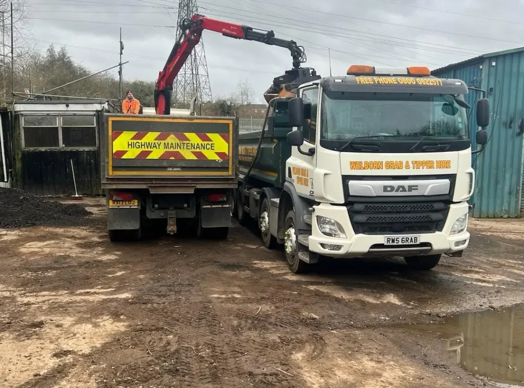 a truck with a crane in the back