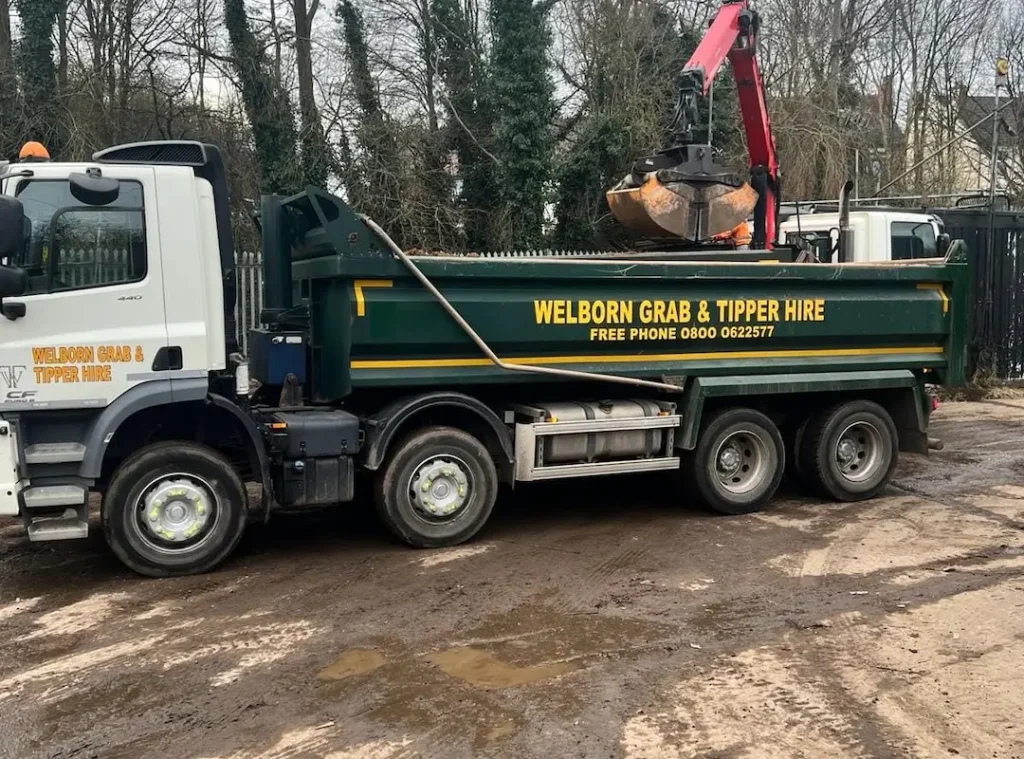 a truck with a crane on the side