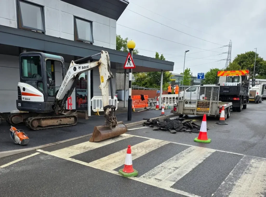 a construction vehicle on a street
