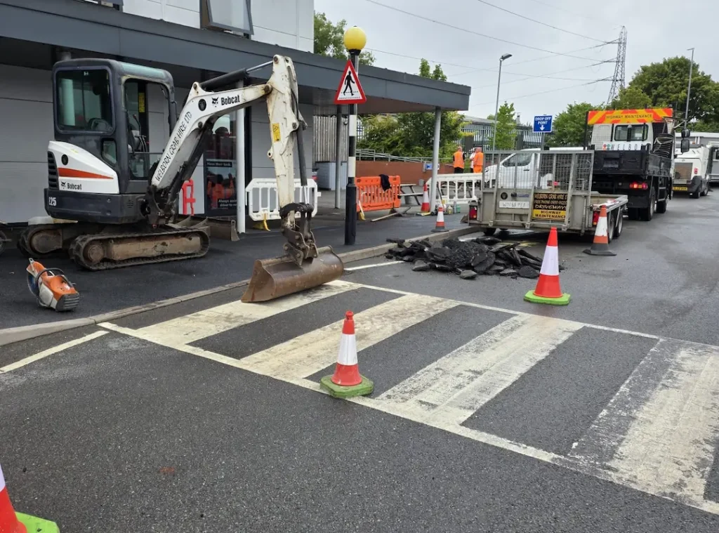 a construction vehicle on a street